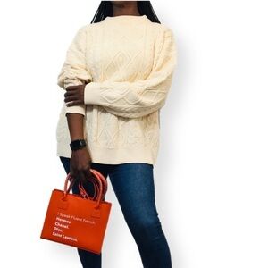 Colorfaith Cream Cable Knit Sweater – Size L – Cozy Neutral Pullover